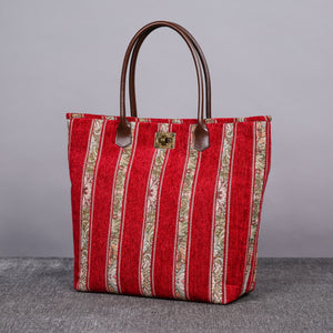 Carpet Tote<br>Floral Stripes Red