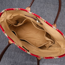 Load image into Gallery viewer, Carpet Tote&lt;br&gt;Floral Stripes Red
