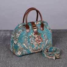 Load image into Gallery viewer, Carpet Purse&lt;br&gt;Victorian Blossom Floral Teal
