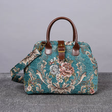 Load image into Gallery viewer, Carpet Purse&lt;br&gt;Victorian Blossom Floral Teal
