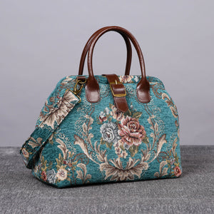 Carpet Purse<br>Victorian Blossom Floral Teal