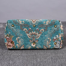 Load image into Gallery viewer, Carpet Purse&lt;br&gt;Victorian Blossom Floral Teal
