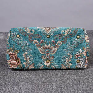 Carpet Purse<br>Victorian Blossom Floral Teal