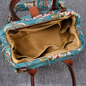 Carpet Purse<br>Victorian Blossom Floral Teal