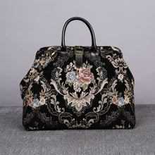 Load image into Gallery viewer, Mary Poppins Carpet Bag&lt;br&gt;Floral Black
