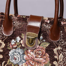 Load image into Gallery viewer, Mini Carpet Tote&lt;br&gt;Floral Coffee

