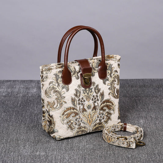 Mini Carpet Tote Victorian Blossom Cream/Gold