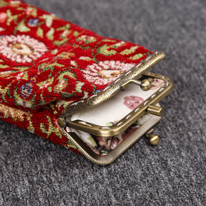 Vintage Carpet Glasses Case Double Kiss Lock<br>Oriental Color