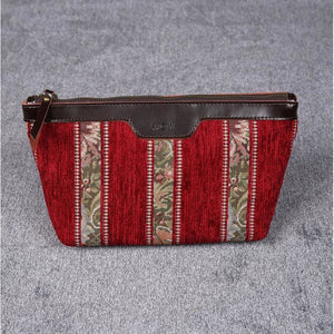 Carpet Makeup Bag<br>Floral Stripes Red