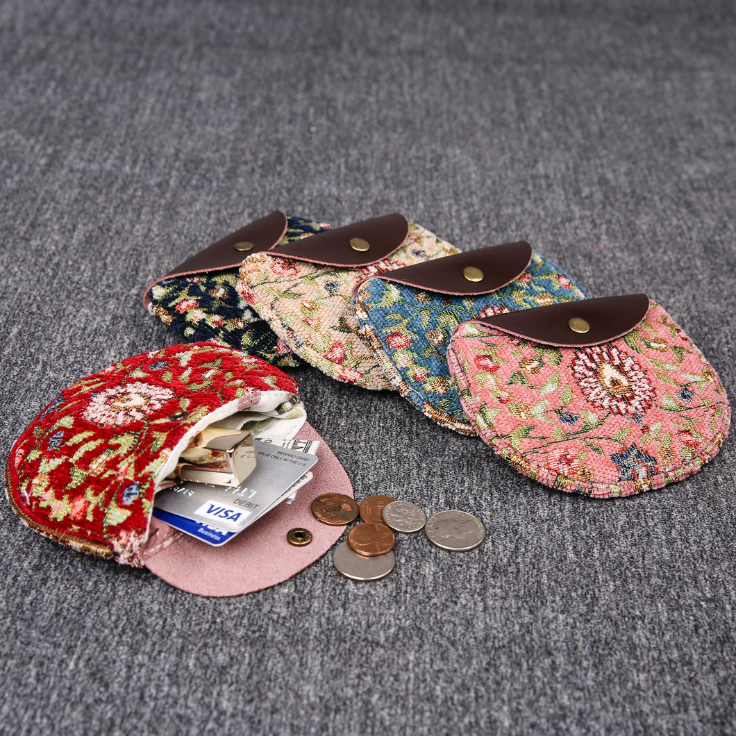 Minimalist Style Leather Carpet Coin Purse<br>Oriental Colors