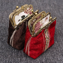 Load image into Gallery viewer, Vintage Carpet Coin Purse Double Kiss Lock&lt;br&gt;Floral Stripes
