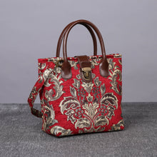 Load image into Gallery viewer, Mini Carpet Tote&lt;br&gt;Victorian Blossom Red/Gold
