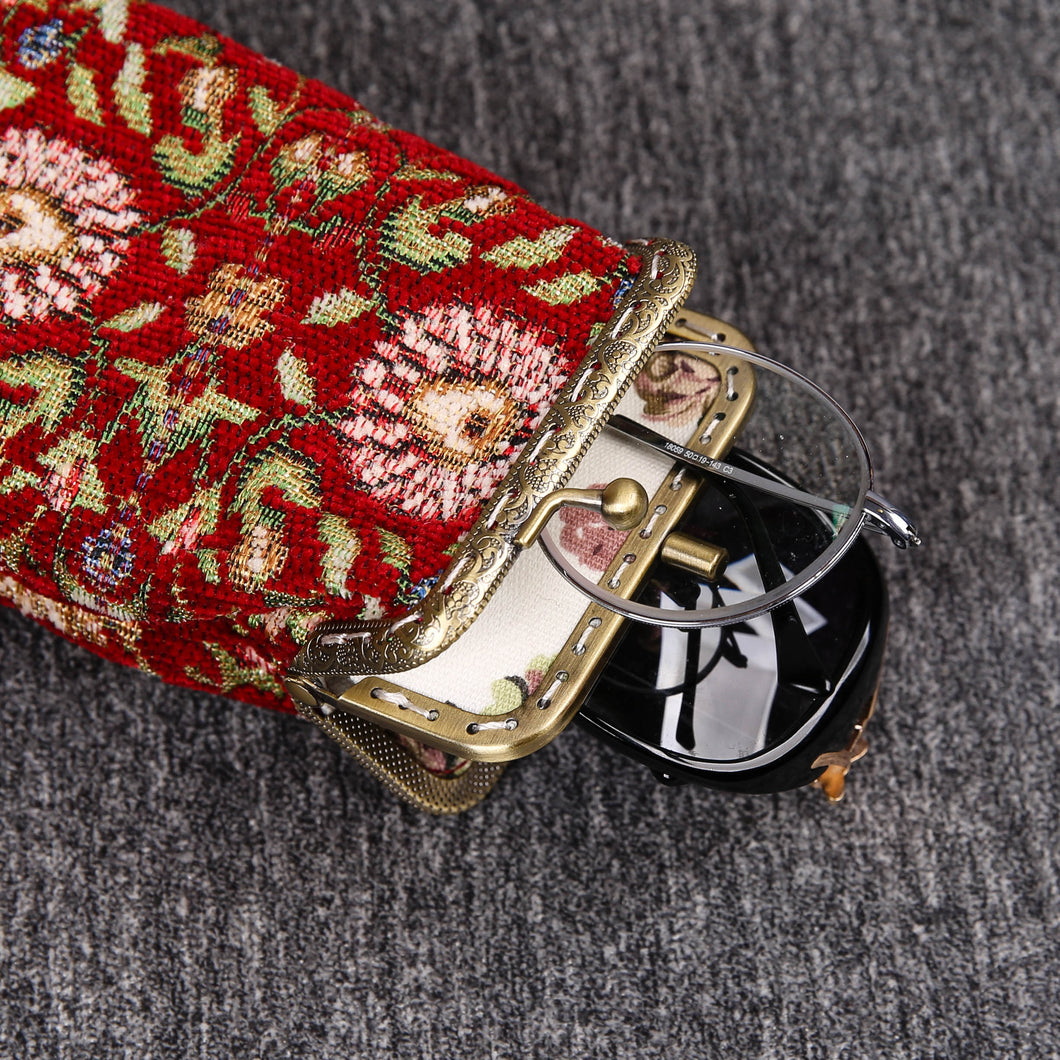Vintage Carpet Glasses Case Double Kiss Lock<br>Oriental Color