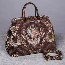 Load image into Gallery viewer, Mary Poppins Carpet Bag&lt;br&gt;Floral Coffee
