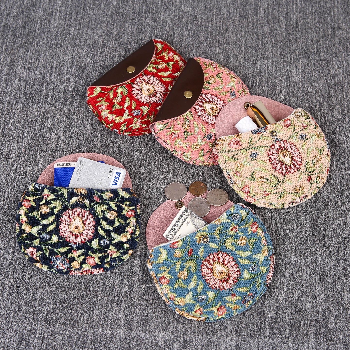 Minimalist Style Leather Carpet Coin Purse<br>Oriental Colors