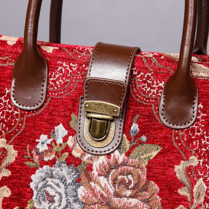 Mini Carpet Tote Floral Wine