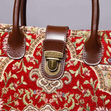 Load image into Gallery viewer, Mini Carpet Tote&lt;br&gt;Oriental Wine
