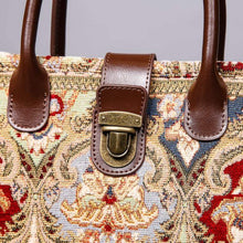 Load image into Gallery viewer, Mini Carpet Tote&lt;br&gt;Golden Age Wine
