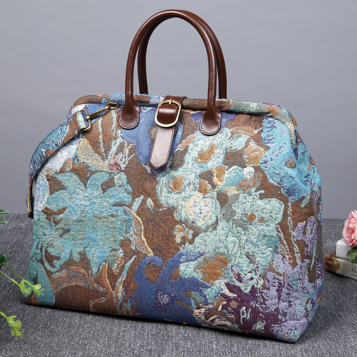 Mary Poppins Carpet Bag Abstract Blue