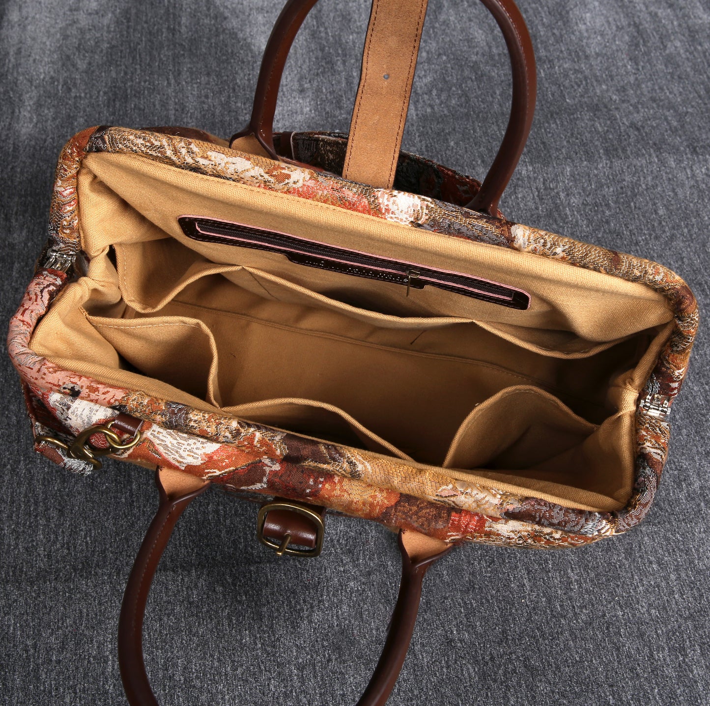 Mary Poppins Carpet Bag Abstract Brown