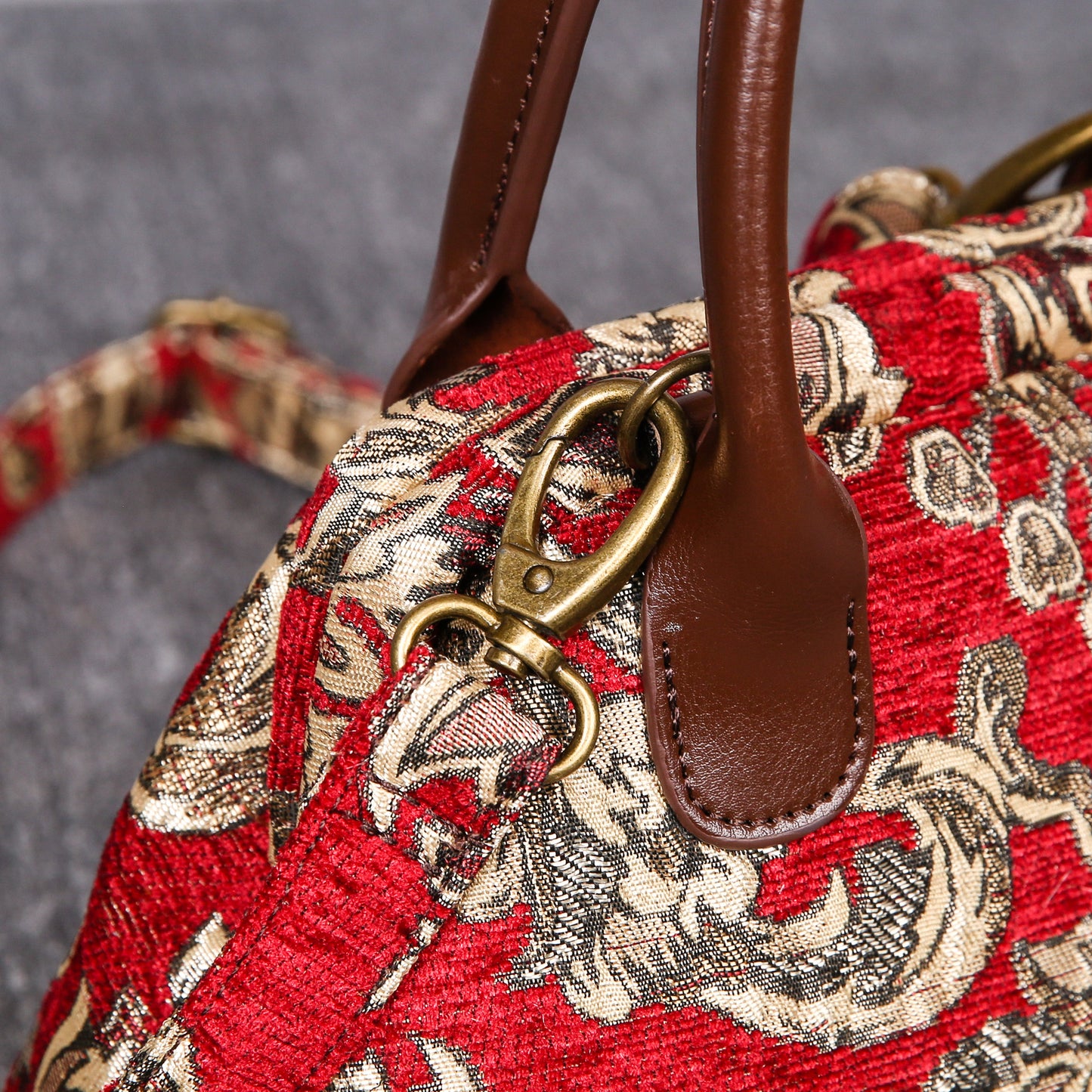 Carpet Handbag Victorian Blossom Red/Gold