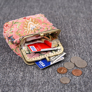Vintage Carpet Coin Purse Double Kiss Lock<br>Oriental Color