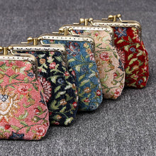 Load image into Gallery viewer, Vintage Carpet Coin Purse Double Kiss Lock&lt;br&gt;Oriental Color
