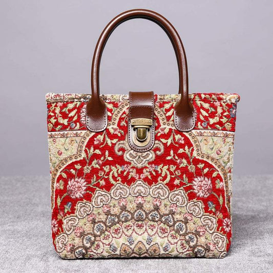 Mini Carpet Tote Oriental Wine