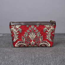 Load image into Gallery viewer, Carpet Makeup Bag&lt;br&gt;Victorian Blossom Red/Gold
