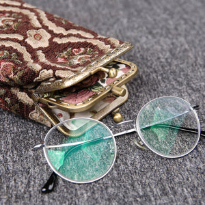 Vintage Carpet Glasses Case Double Kiss Lock<br>Traditional Color