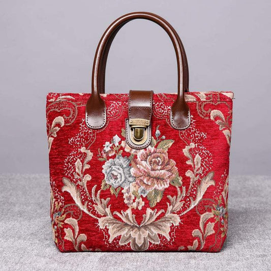 Mini Carpet Tote Floral Wine