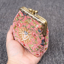 Load image into Gallery viewer, Vintage Carpet Coin Purse Double Kiss Lock&lt;br&gt;Oriental Color

