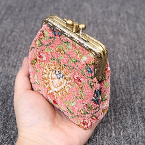 Vintage Carpet Coin Purse Double Kiss Lock<br>Oriental Color