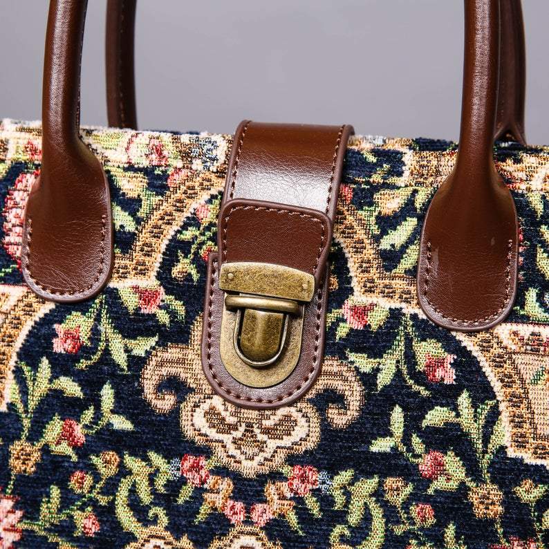 Mini Carpet Tote Oriental Navy
