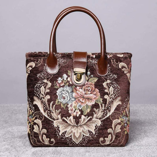 Mini Carpet Tote Floral Coffee