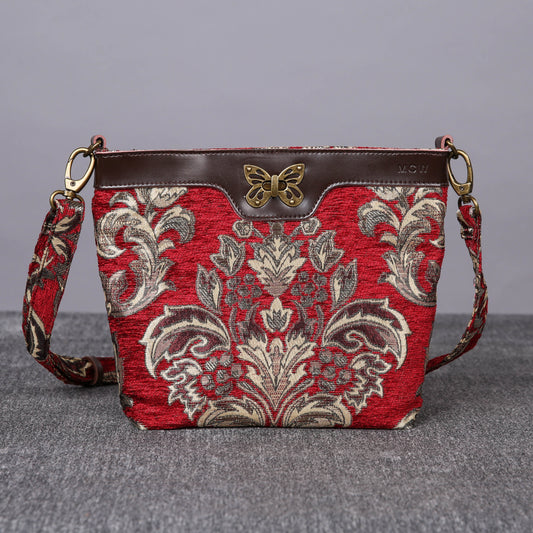 Carpet Crossbody Bag Victorian Blossom Red/Gold