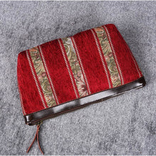 Load image into Gallery viewer, Carpet Makeup Bag&lt;br&gt;Floral Stripes Red

