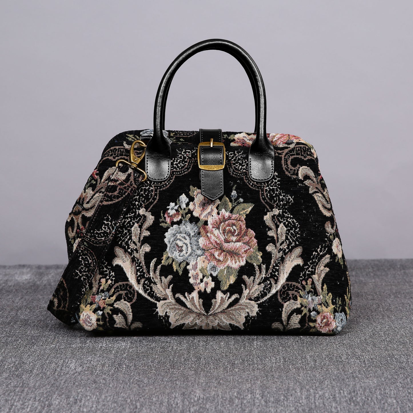 Carpet Purse Floral Black