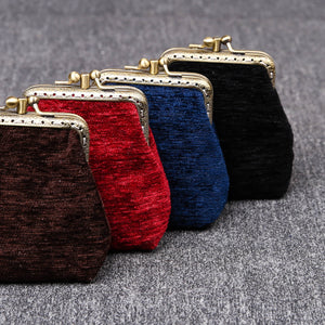 Vintage Carpet Coin Purse Double Kiss Lock<br>Solid Color