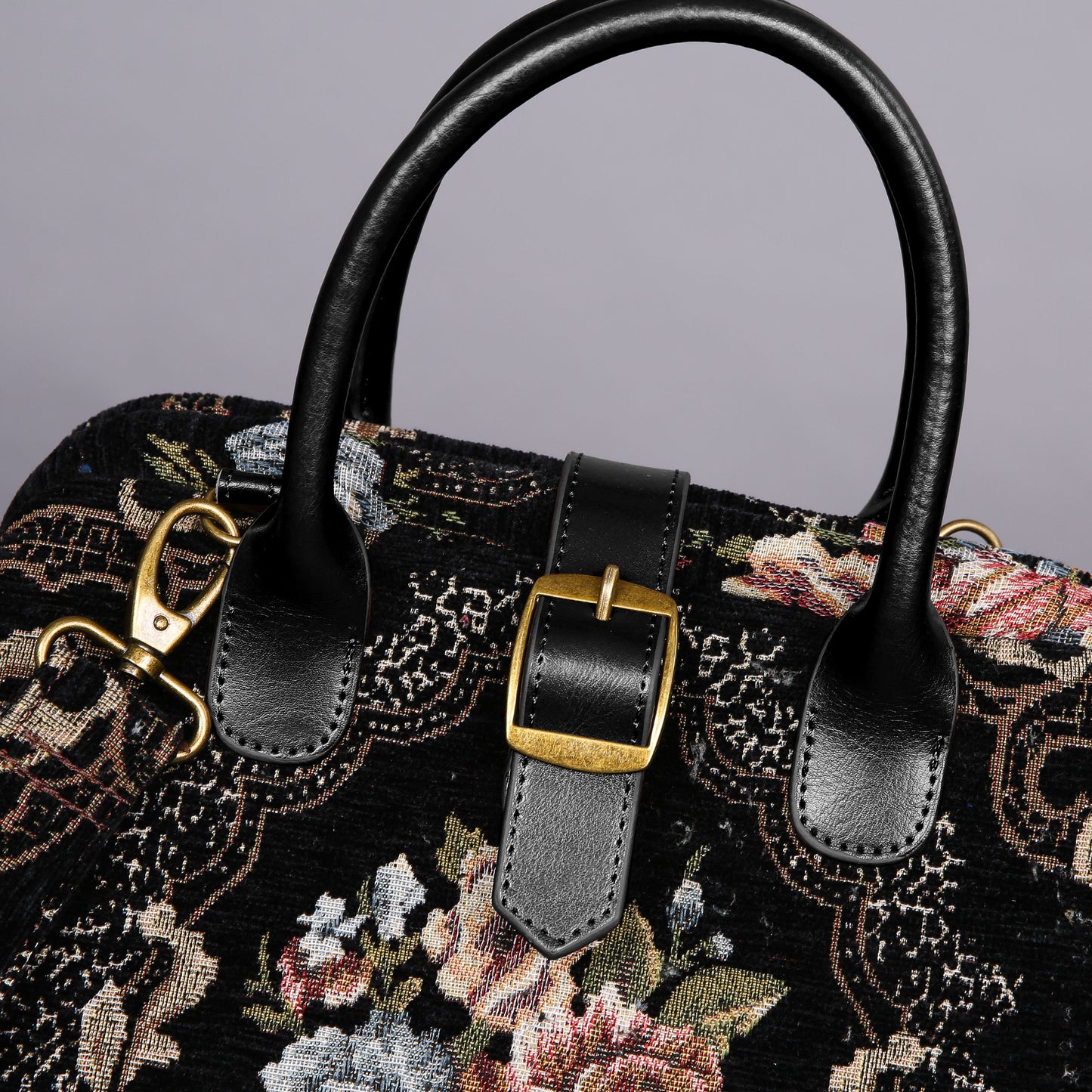 Carpet Purse Floral Black