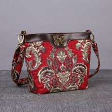 Load image into Gallery viewer, Carpet Crossbody Bag&lt;br&gt;Victorian Blossom Red/Gold
