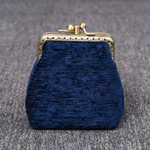 Vintage Carpet Coin Purse Double Kiss Lock<br>Solid Color
