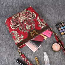 Load image into Gallery viewer, Carpet Crossbody Bag&lt;br&gt;Victorian Blossom Red/Gold
