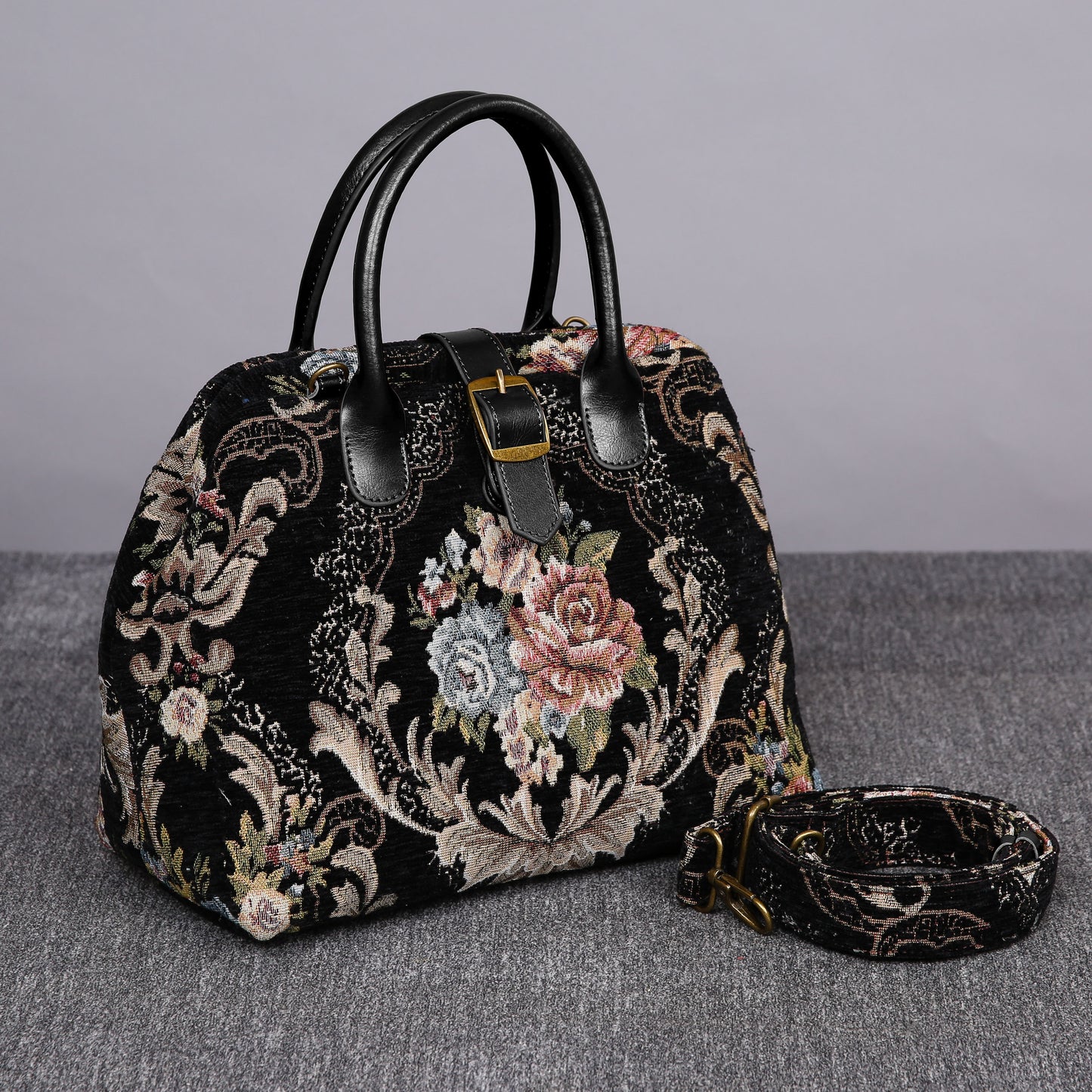 Carpet Purse Floral Black