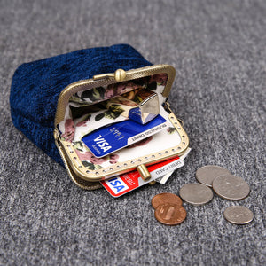 Vintage Carpet Coin Purse Double Kiss Lock<br>Solid Color