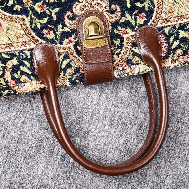 Mini Carpet Tote Oriental Navy