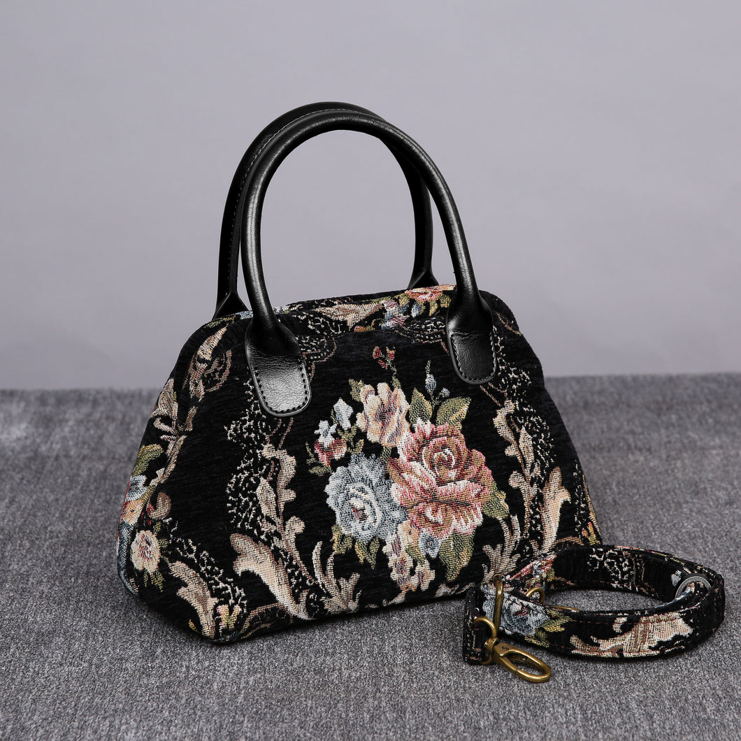 Carpet Handbag<br>Floral Black