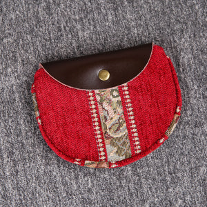 Minimalist Style Leather Carpet Coin Purse<br>Floral Stripes