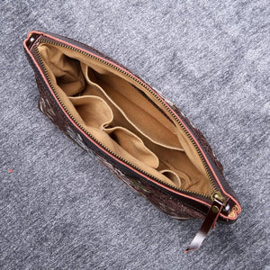 Carpet Makeup Bag<br>Floral Stripes Red