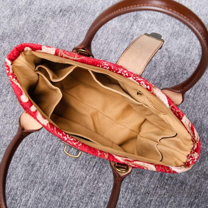 Mini Carpet Tote Floral Wine